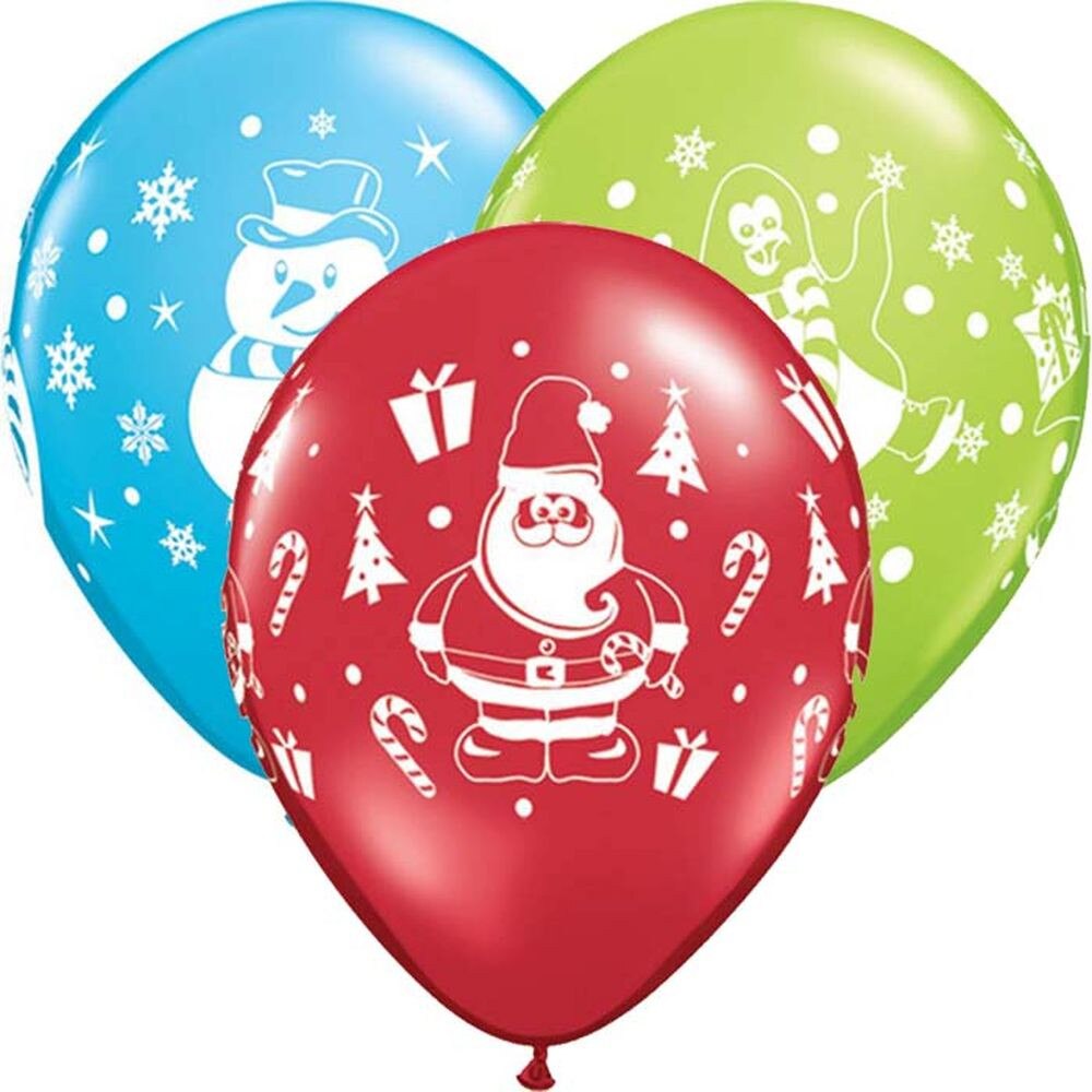 Baloane latex Om de Zapada, Mos Craciun & Pinguin, Qualatex 21603, Set 6 buc