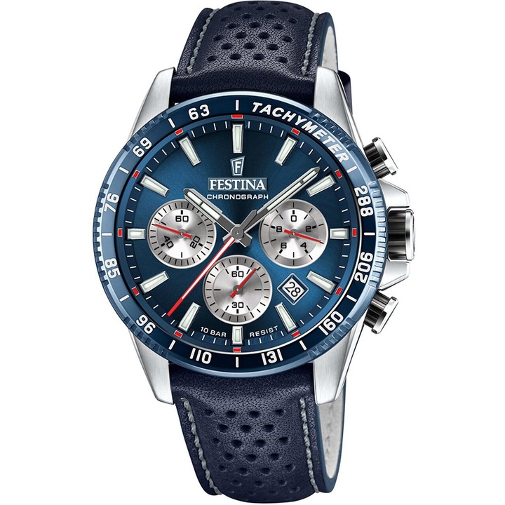 Ceas de barbati Festina, Timeless Chronograph, F20542/4 1641901625, Albastru, Albastru