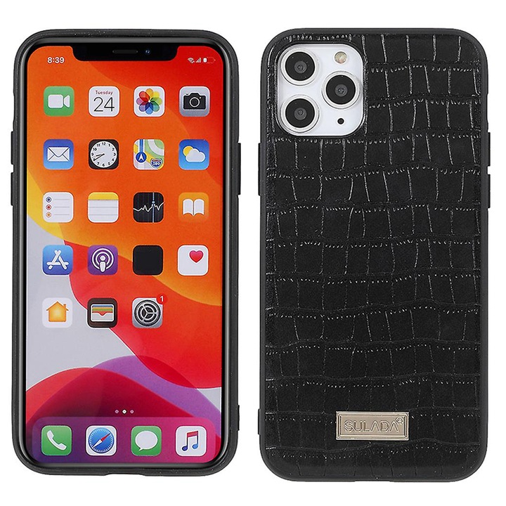 Калъф за Apple Iphone 11 Pro, крокодилска текстура, Optim IAO Protection, Shock Absorbing, Slim Design, Elegance Next Level, кожа, черен