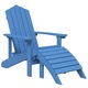 Scaune gradina Adirondack cu masa vidaXL, taburet, albastru marin HDPE, 24.36 kg 3095715