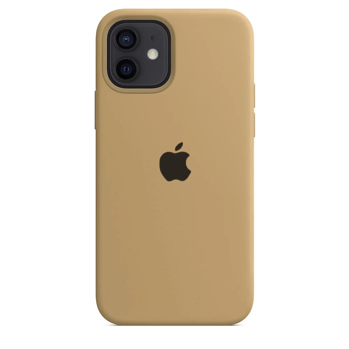 Husa Compatibila cu Apple, iPhone 12 Mini, silicon, microfibra, Mustar