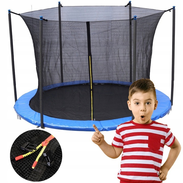 Plasa protectie interioara pentru o trambulina cu diametrul de 244-252 cm, cu 6 stalpi, din polipropilena, negru