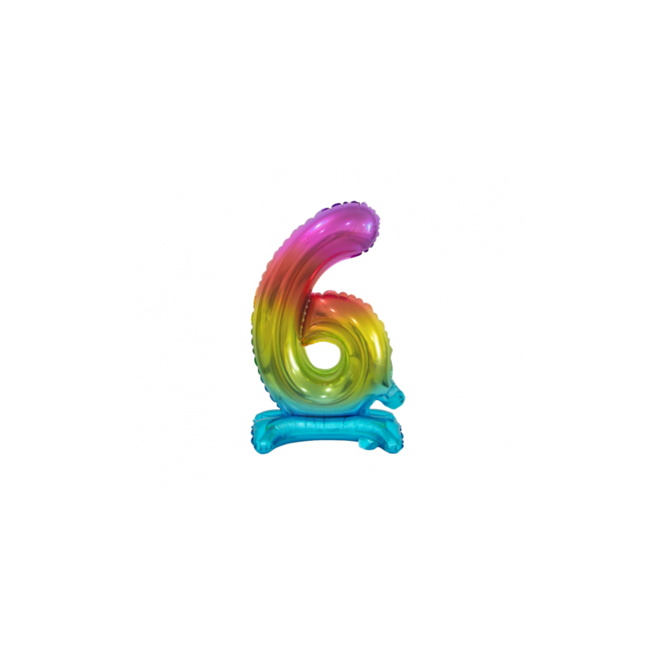 Balon folie sub forma de cifra, 38 cm, cifra 6, multicolor