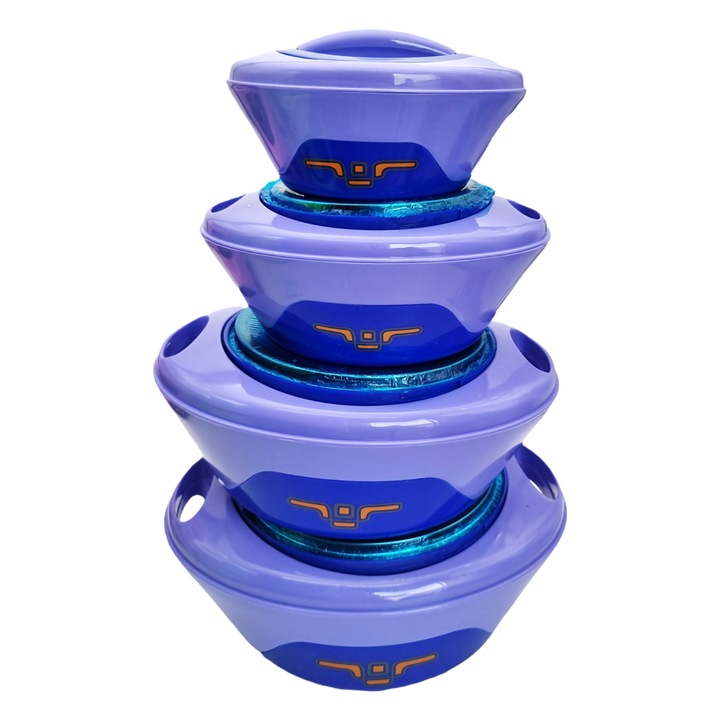 Set 4 caserole termice, albastru, 2 l, 1.5 l, 1 l, 0.5 l