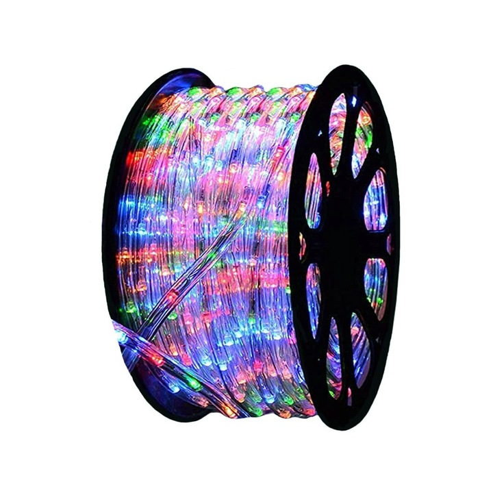 Светлинен шланг тип коледна инсталация 70 м 1680 LED диода многоцветен с трансформатор 8 комплекта лампи секционни