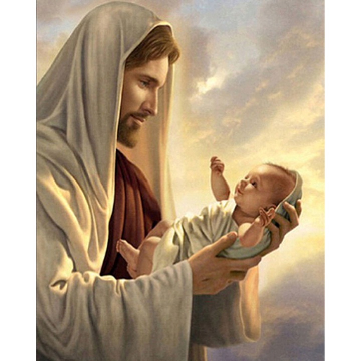 Set de broderie cu diamante, Isus Cu, Moments, Multicolor, 45x55 cm