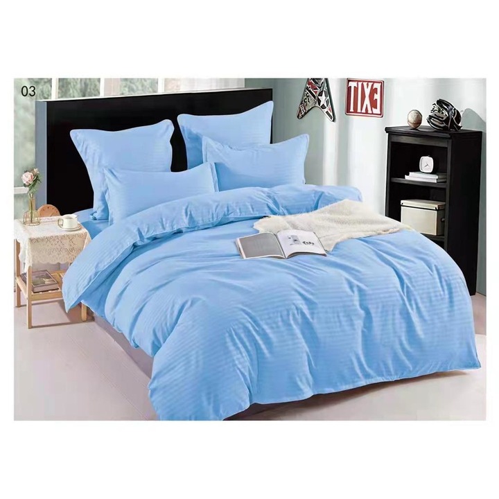 Lenjerie de Pat Damasc Alainn ®, Bleu, 2 persoane