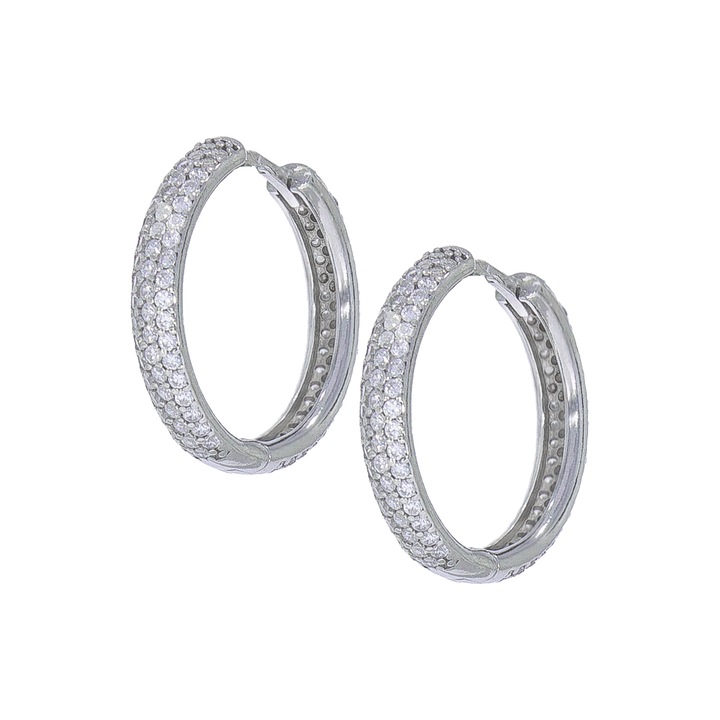 Cercei Argint Rotunzi cu Zirconii Mici Transparente