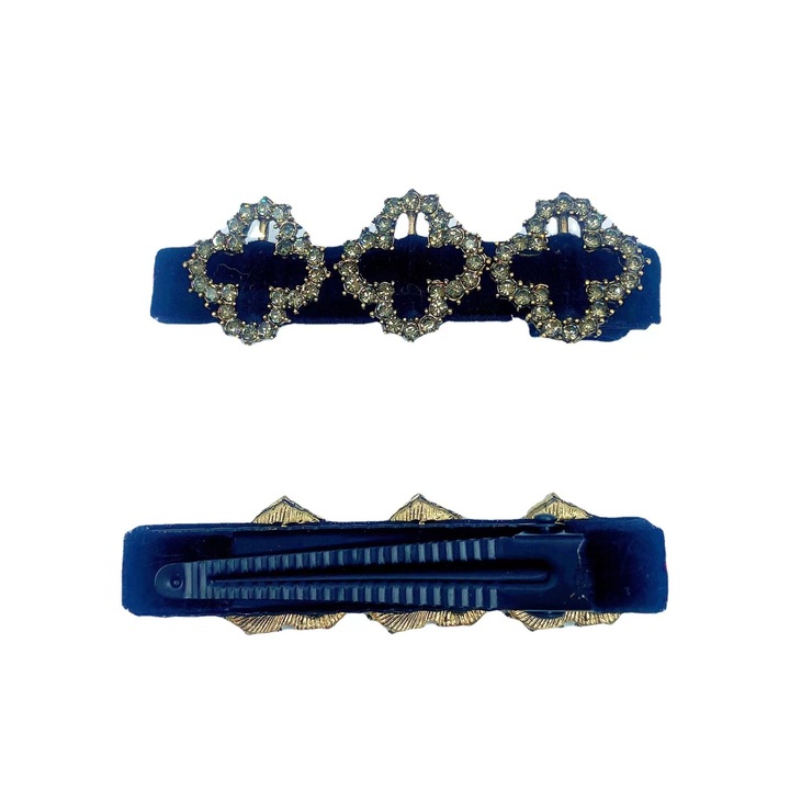 Hajcsat, bársony/ötvözet, fekete