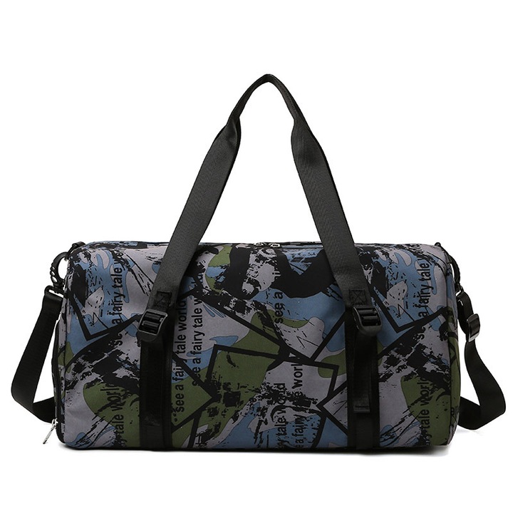 Спортна чанта за йога, водоустойчива, с отделение за обувки, 50x22x24 см, Graffiti green