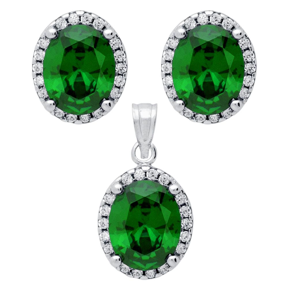 Set elegant din argint 925 cu zirconii verzi - BeSpecial