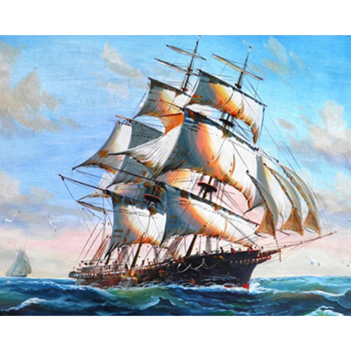 Set de broderie cu diamante 5d, Model vapor, 45x55 cm, Multicolor