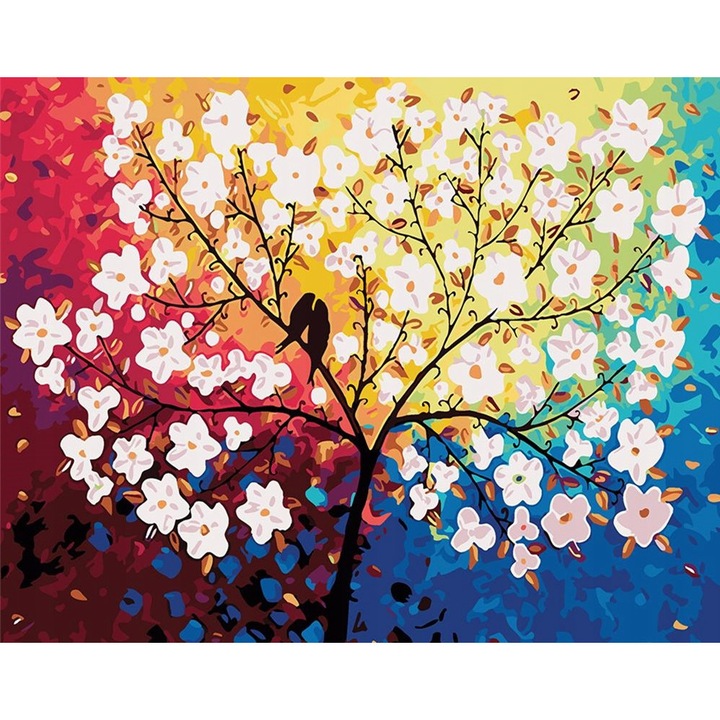 Set de broderie cu diamante 5d, Model copac, 50x40 cm, Multicolor
