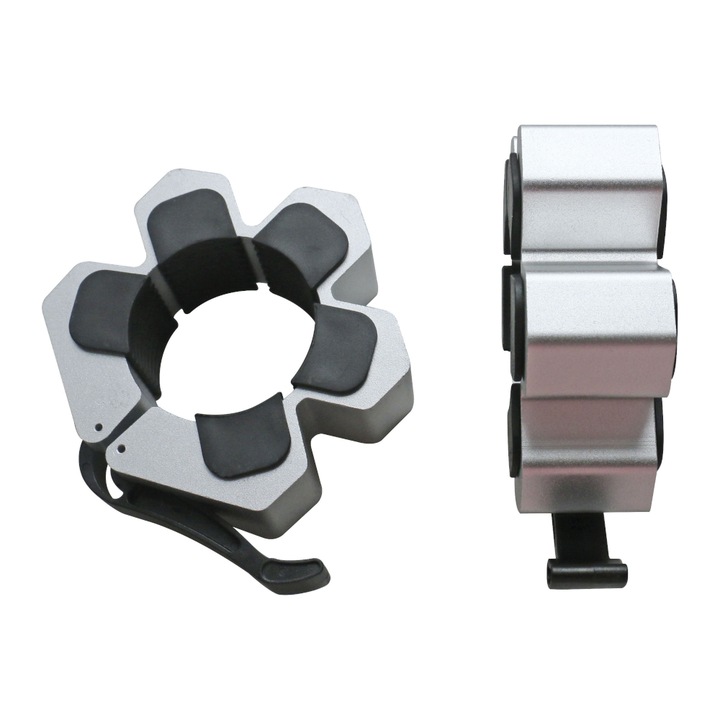 Set 2 sigurante bara Amila, Plastic, 250 g, Diametru 50 mm, Argintiu / Negru