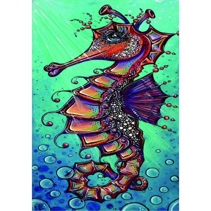 Set de broderie cu diamante 5d, Model calut de mare, 45x85 cm, Multicolor