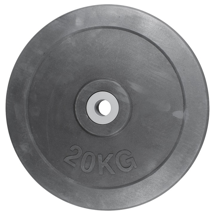 Disc din cauciuc Amila, Fonta, 20 kg, Diametru inel 28 mm, Gri inchis