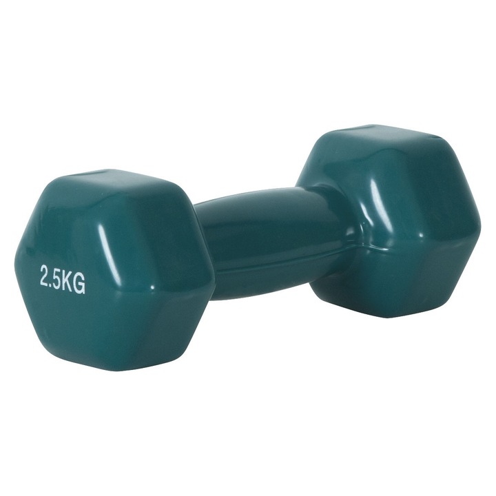 Gantera fitness, Amila, Vinyl, 2.5kg, Verde inchis