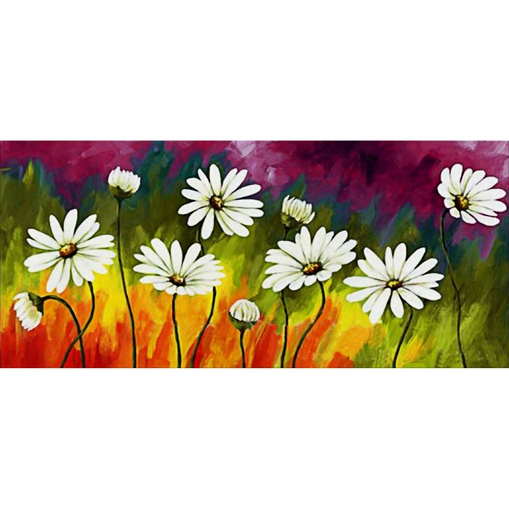 Set de broderie cu diamante 5d, Model floral, 50x110 cm, Multicolor