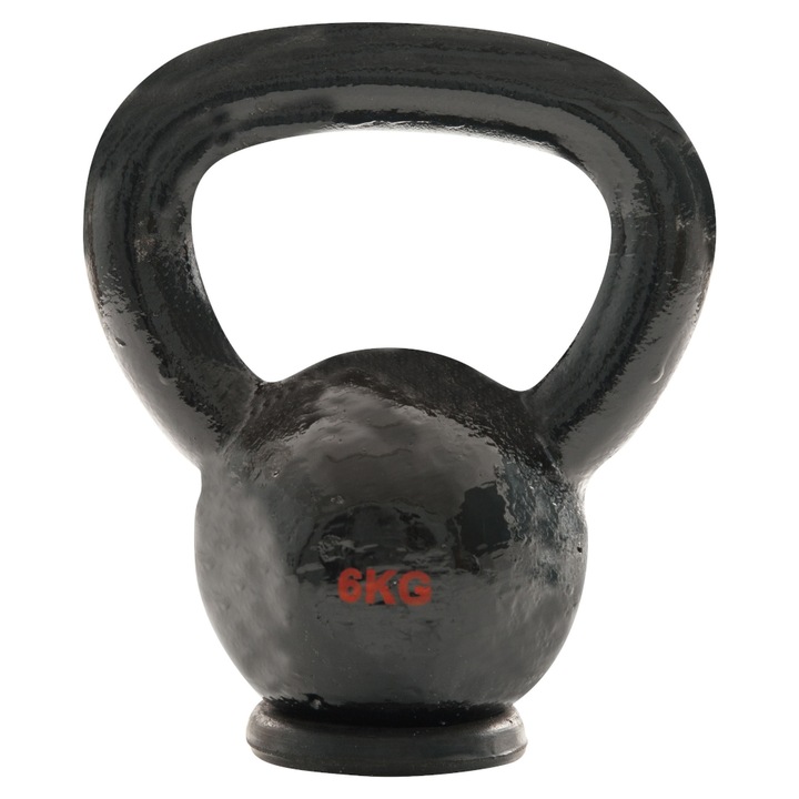 Gantera Kettlebell Amila, Fonta, Baza de cauciuc, 6 kg, Negru