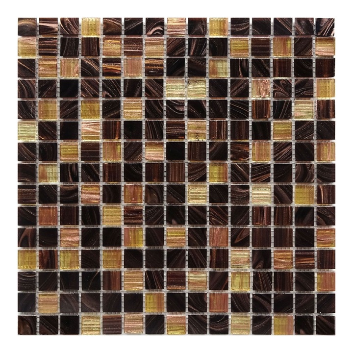 Üvegpaszta mozaik, 32,7 x 32,7 cm, barna/fekete