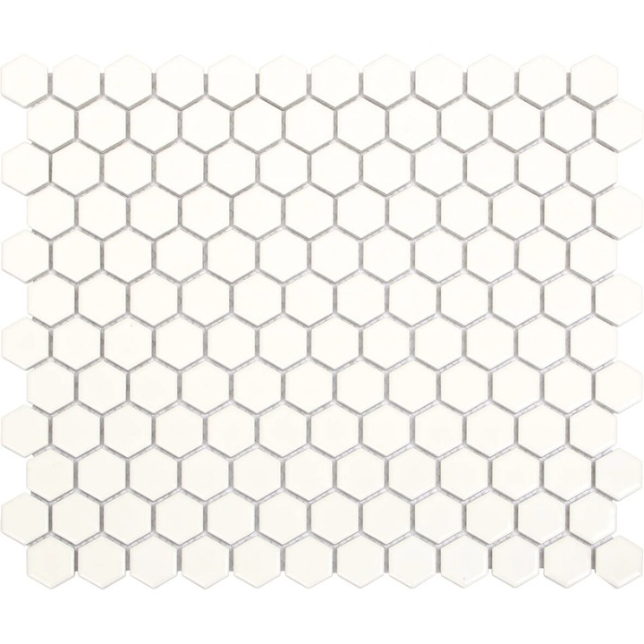 Kerámia mozaik 26 x 30 cm, Hexa, fehér