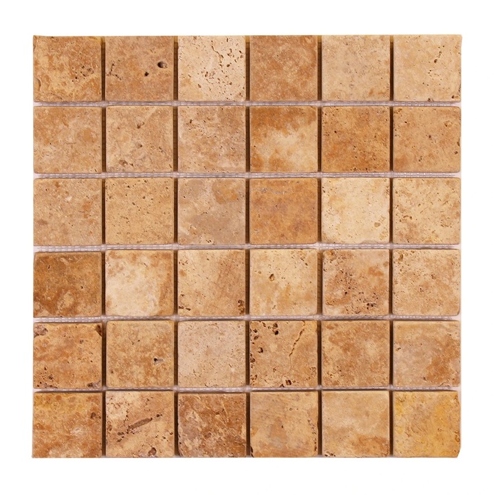 Travertin mozaik 30,5 x 30,5 cm, Gold Sienna, bézs