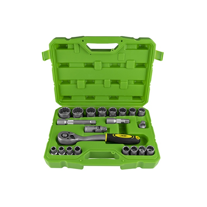 Trusa de tubulare JBM 91681, cu 21 piese, prindere patrat 1/2 inch, 12 fete, cutie din plastic
