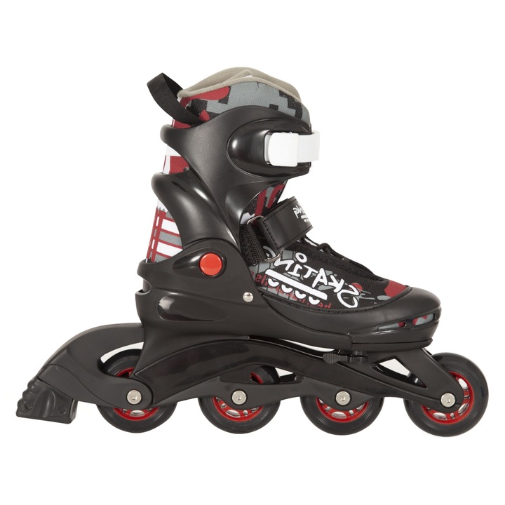 Role unisex, Amila, 38-41, Plastic, ABEC-5, Negru/Rosu