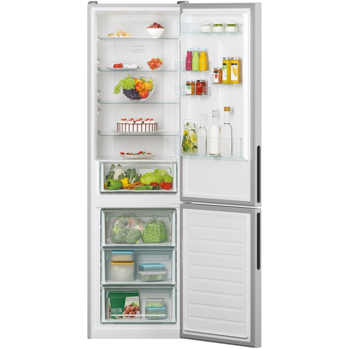 Хладилник с фризер Candy CCE4T620DS 377 л, Total No Frost, Wi-Fi, Led, Вътрешен дисплей, Клас D, H 200 см, Сребрист
