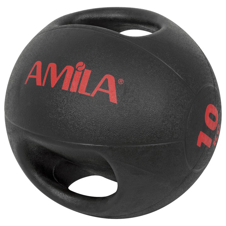Minge medicinala cu manere Amila, Cauciuc, 28cm, 10kg, Negru