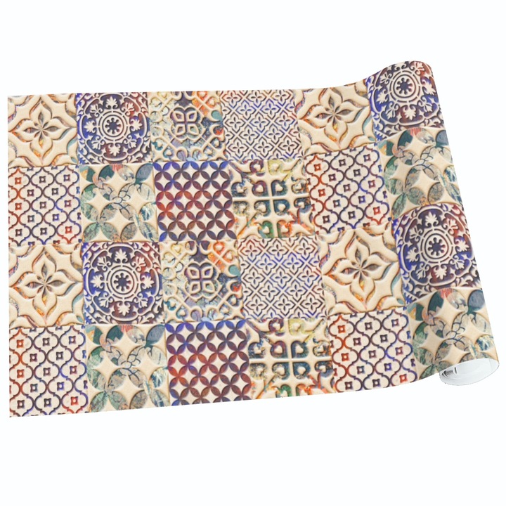 Стикер за плочки, ламиниран, Priti Global, многоцветна мозайка, 60x200 см