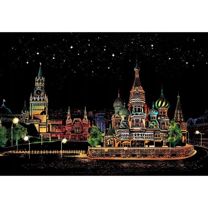 Set Imagine Scratch, Rusia Piata Rosie, Moments, 40.5x28.5 cm, Multicolor
