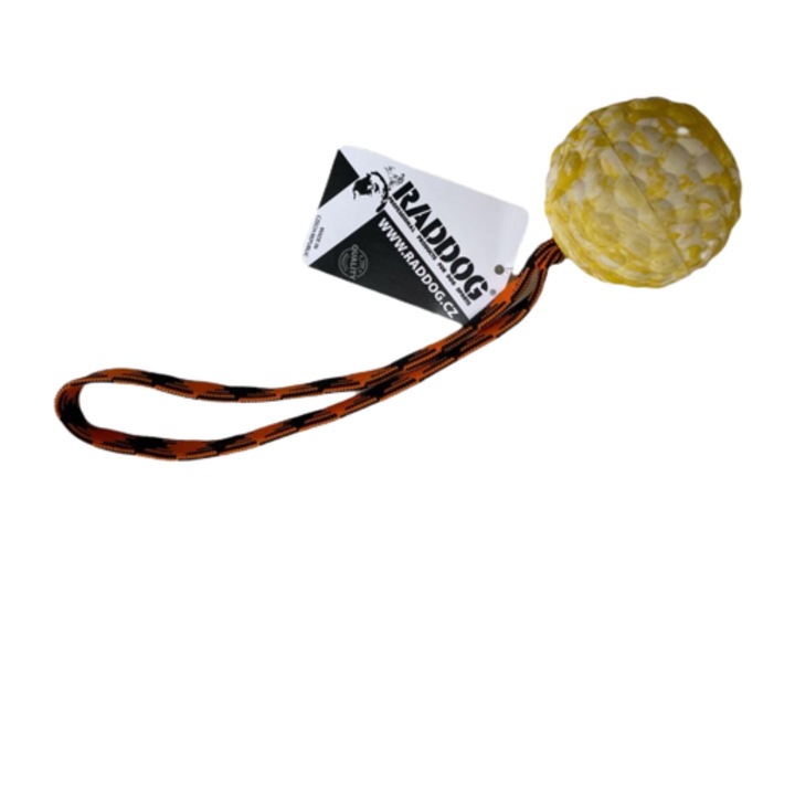 Raddog Жълта гумена топка с дръжка 6см