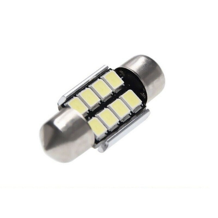Комплект 2 LED крушки с диод 8 SMD 31мм 12V бяла светлина в блистер