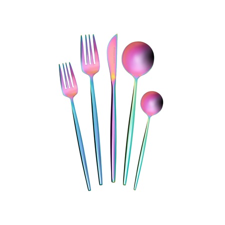 Set 30 tacamuri pentru 6 persoane Orion Rainbow, Karaca, inox, Multicolor