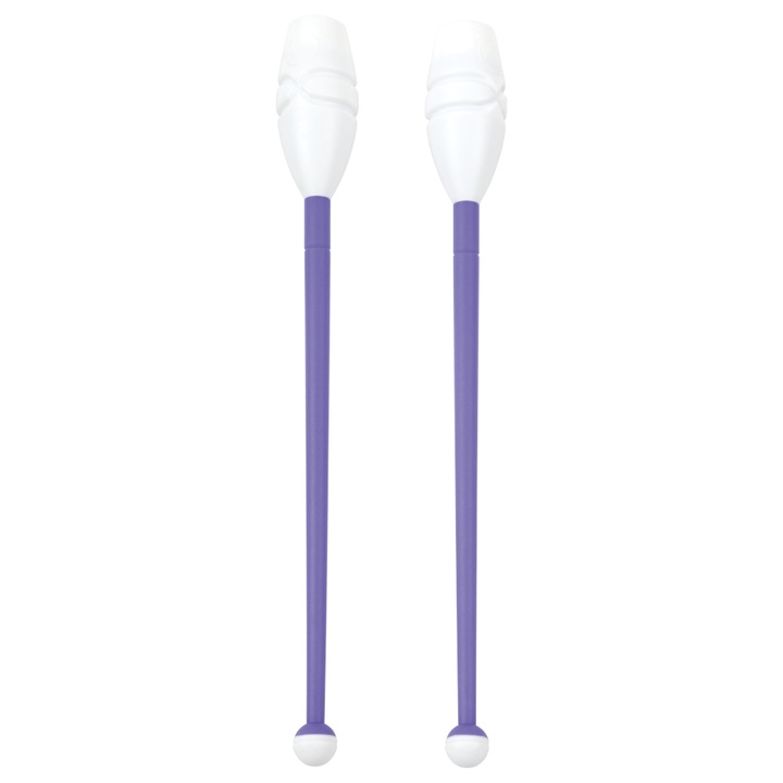 Set 2 maciuci pentru gimnastica ritmica Amila, Plastic, 45 cm, Mov/Alb