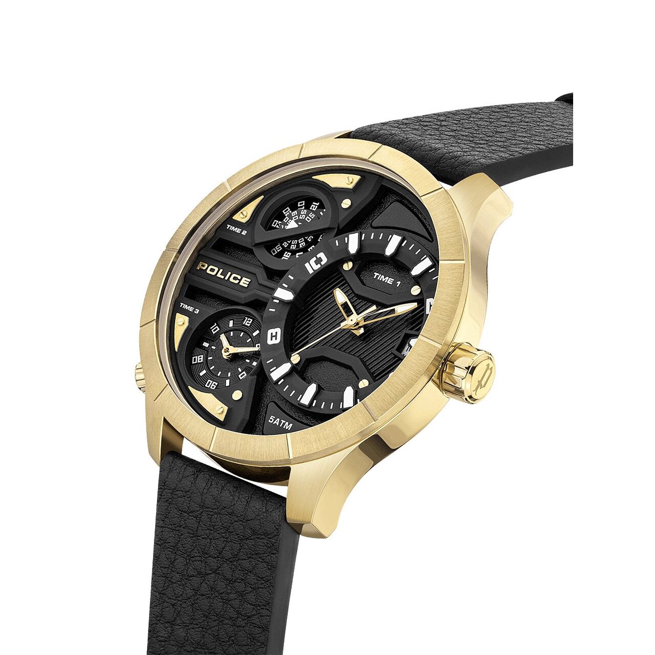 Police Orologio Classico Uomo PEWJB2110601 - Quadro Dorato Con Cinturino In Pelle - Eleganza Italiana - 3