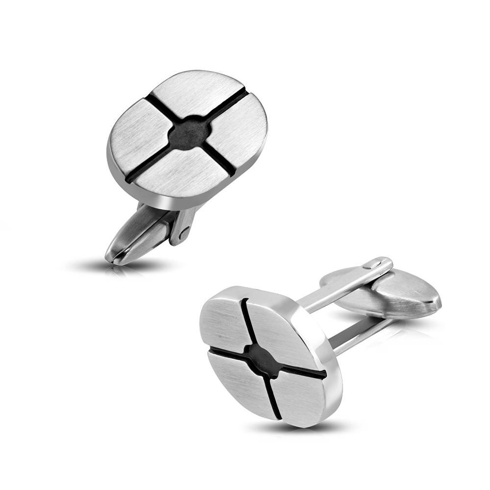 Butoni ovali din otel inox Argintiu - BeSpecial