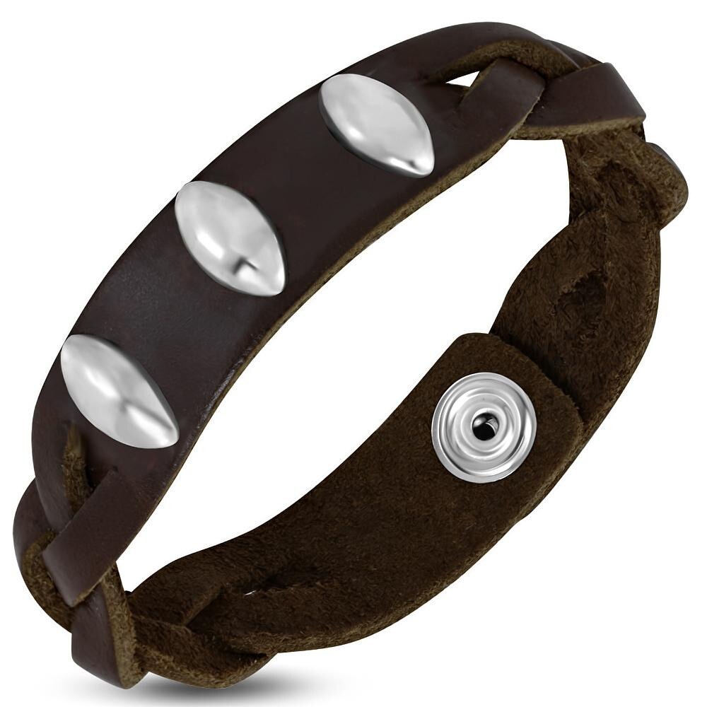 Bratara piele maro cu accesorii metalice Maro - BeSpecial