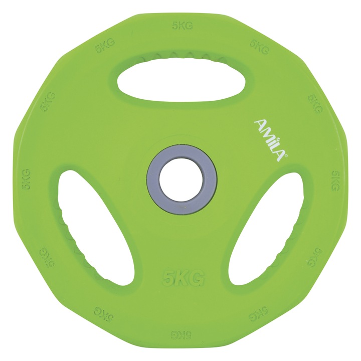Disc Amila, Capac din cauciuc, 5 kg, Diametru inel 30 mm, Verde