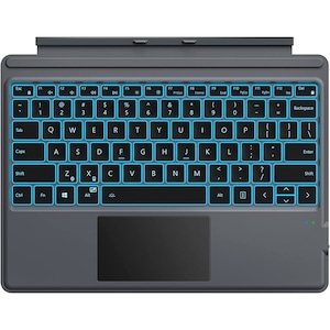 Tastatura Bluetooth compatibila cu Microsoft Surface Pro 9, Pro 9 5G 2022, Pro 8 2021 13 inch, Surface Pro X, QWERTY, cu taste iluminate LED RGB in 7 culori, cu acumulator integrat, gri