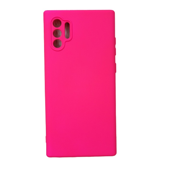 Противоударен силиконов калъф с микрофибърна вътрешност, съвместим със Samsung Galaxy Note 10 Plus Neon Pink