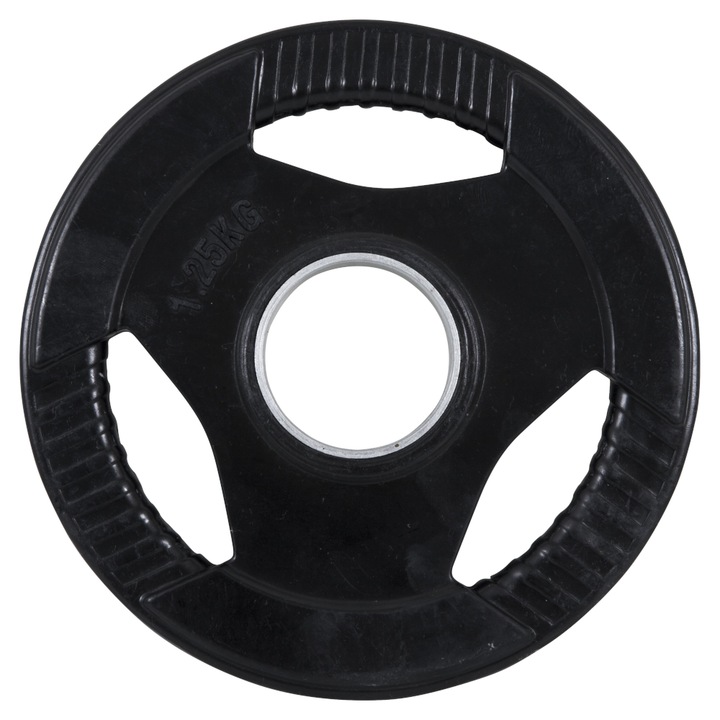 Disc olimpic Amila, Fonta / Otel, Exterior din cauciuc, 1.25 kg, Diametru inel 50 mm, Negru