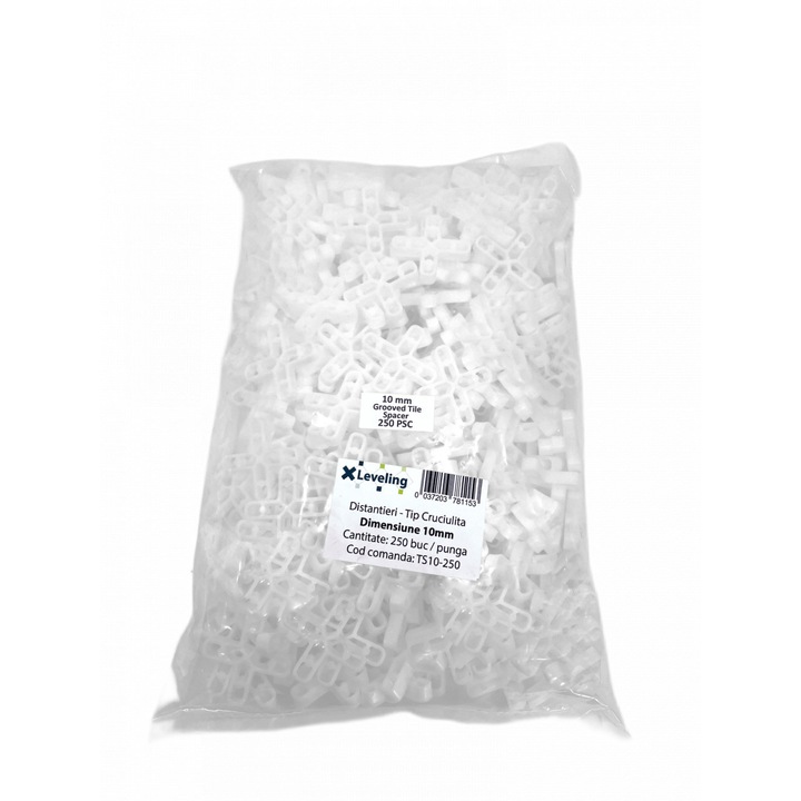 Set 250 bucati distantiere tip cruciulita pentru placi, gresie si faianta, rost 10 mm - XLEV-TS10-250