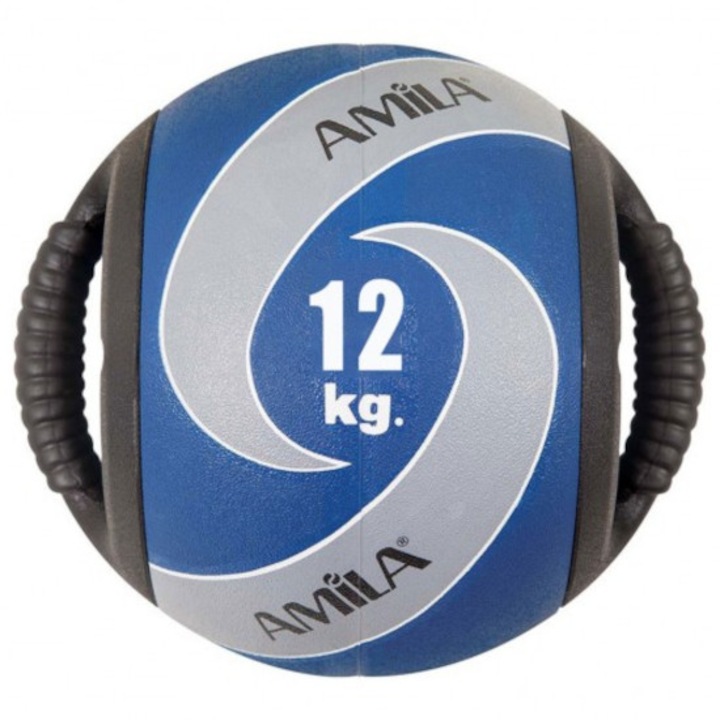 Minge medicinala Amila, Maner dublu, Cauciuc, 12 kg, Albastru/Gri