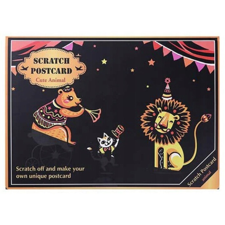 Set 4 Imagini Scratch, Animale de basm, Moments, 20x15cm, Multicolor