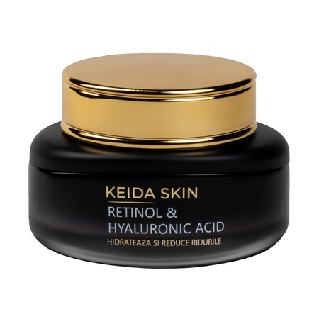 Crema hidratanta pentru fata, antirid, pete pigmentare, KEIDA SKIN cu Retinol si Acid Hialuronic pentru toate tipurile de ten, 2 buc x 55 ml