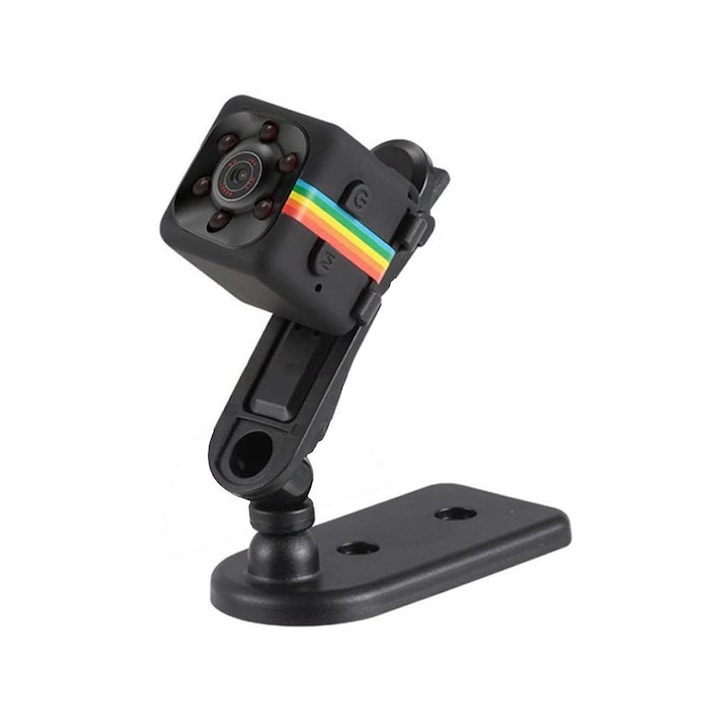 Mini camera spion, Zola®, Full HD, 200 mAh, AVI, JPG, cu suport de montare, neagra, 2x2x2 cm