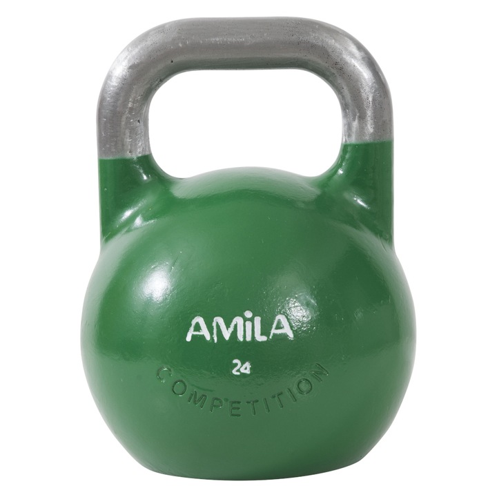 Gantera Kettlebell Amila, Fonta, 24 kg, Verde / Gri