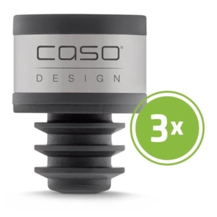 Set dopuri pentru vidat Caso Germany, WineLock, pentru vidarea vinului/uleiului, reutilizabile, usor de folosit, negru/inox